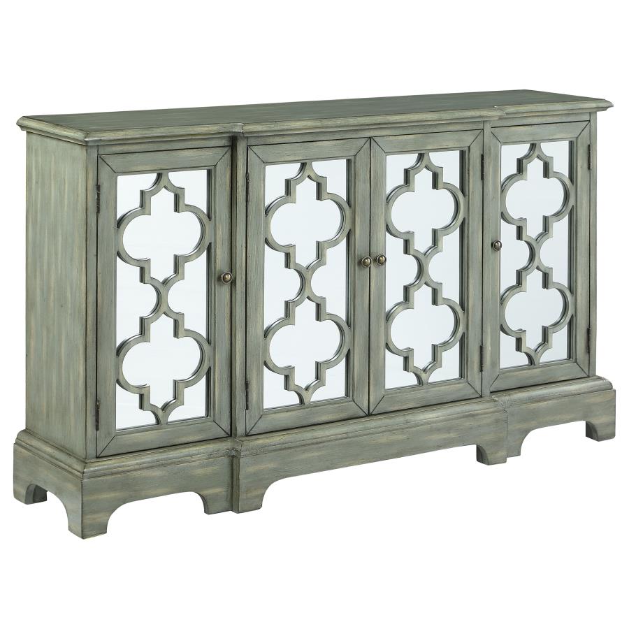 Erigeron 4-door Wood Trellis Storage Accent Cabinet Grey (image for) Erigeron 4-door Wood Trellis Storage Accent Cabinet Grey