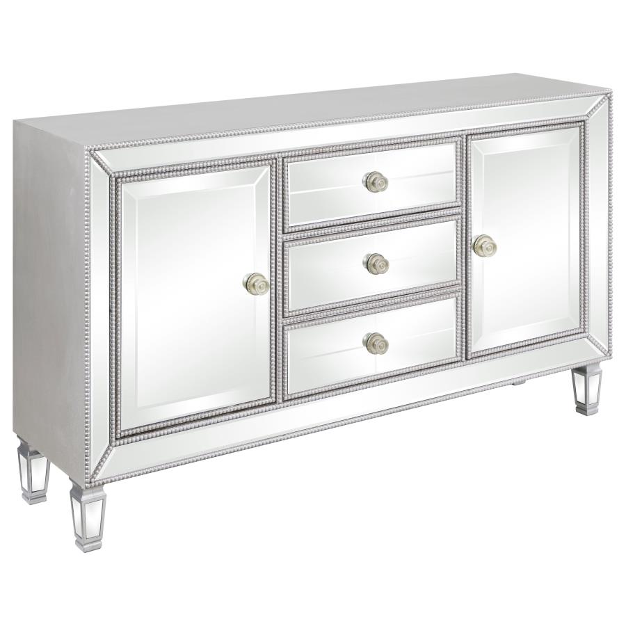 Leticia 3-drawer Mirrored Storage Accent Cabinet Silver (image for) Leticia 3-drawer Mirrored Storage Accent Cabinet Silver