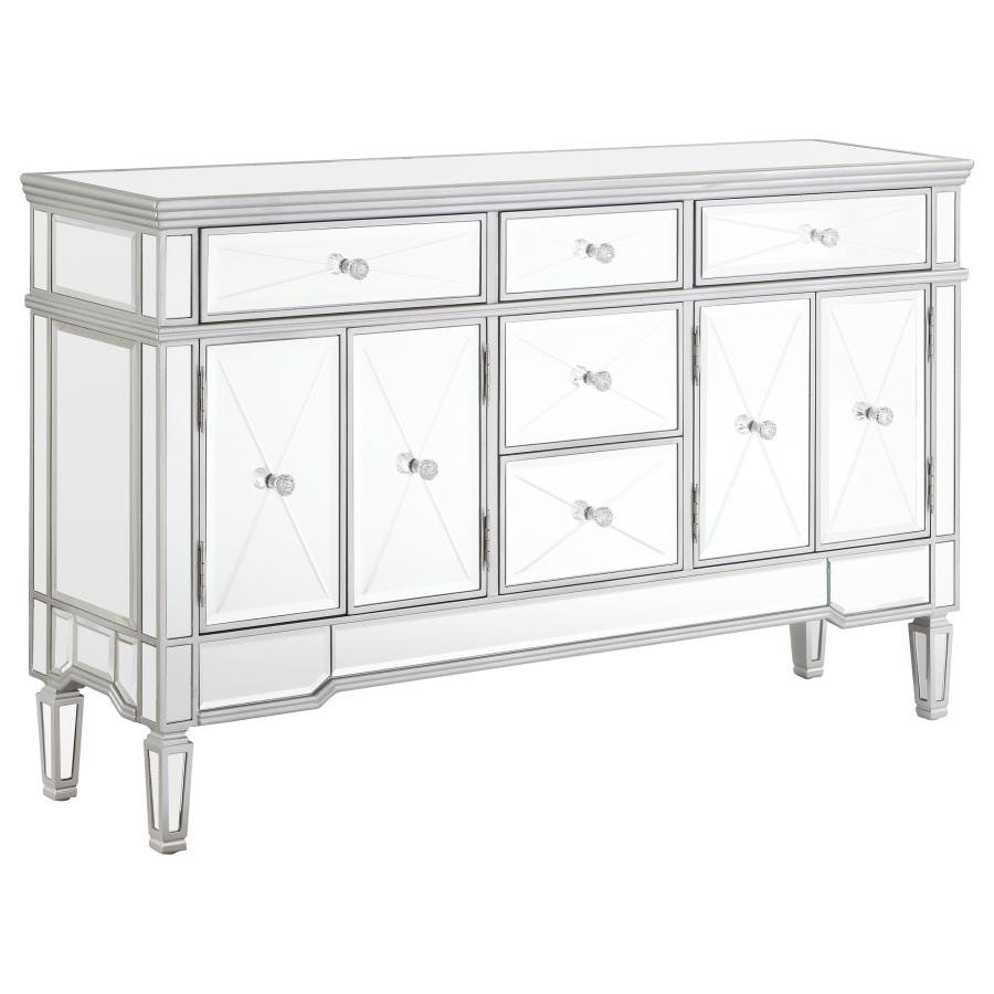 Duchess 5-drawer Mirrored Storage Accent Cabinet Silver (image for) Duchess 5-drawer Mirrored Storage Accent Cabinet Silver