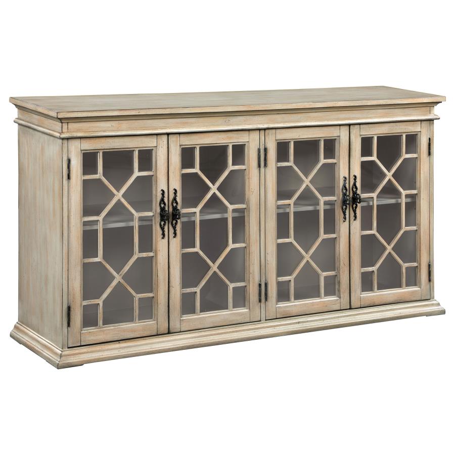 Kiara 4-door Wood Lattice Storage Accent Cabinet Light Honey (image for) Kiara 4-door Wood Lattice Storage Accent Cabinet Light Honey