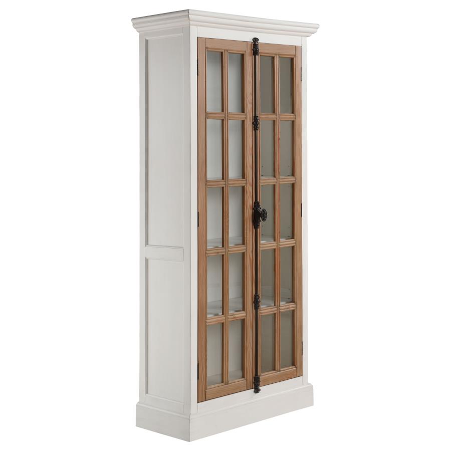 Tammi 2-door Wood Tall Cabinet Distressed White and Brown (image for) Tammi 2-door Wood Tall Cabinet Distressed White and Brown