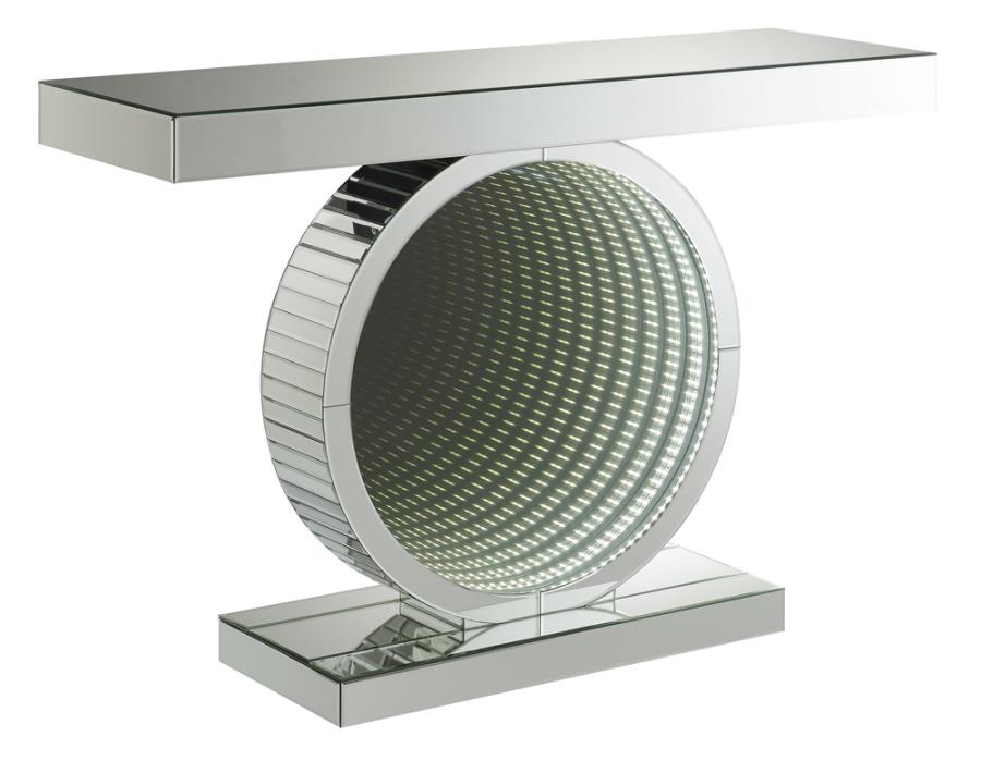 Angelonia Infinity Mirror LED Entryway Console Table Silver (image for) Angelonia Infinity Mirror LED Entryway Console Table Silver
