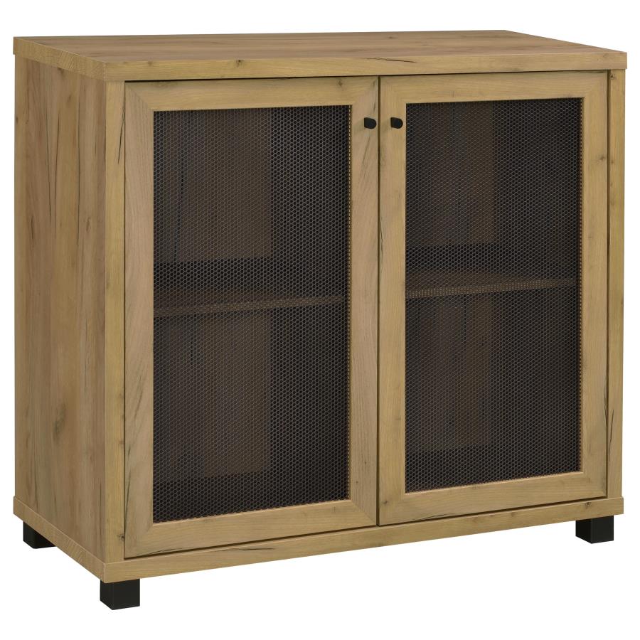 Mchale 2-door Engineered Wood Accent Cabinet Golden Oak (image for) Mchale 2-door Engineered Wood Accent Cabinet Golden Oak