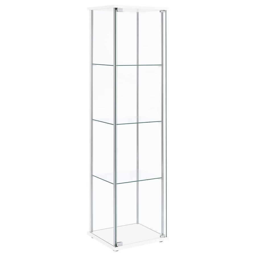 Bellatrix 4-shelf Clear Glass Curio Cabinet White (image for) Bellatrix 4-shelf Clear Glass Curio Cabinet White