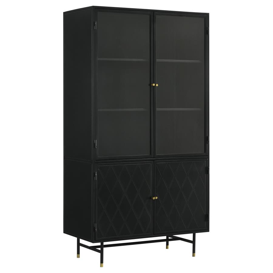 Santiago 4-door Metal Tall Storage Cabinet Matte Black (image for) Santiago 4-door Metal Tall Storage Cabinet Matte Black