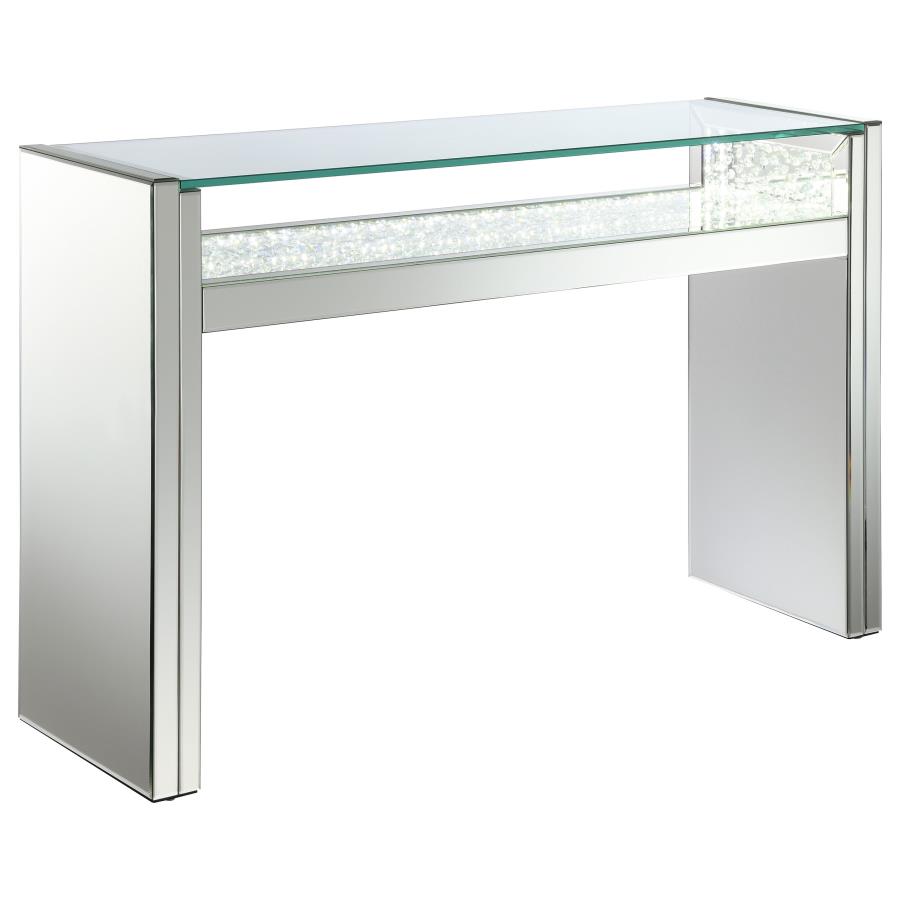 Edna Mirrored Acrylic Console Table LED Lighting Silver (image for) Edna Mirrored Acrylic Console Table LED Lighting Silver