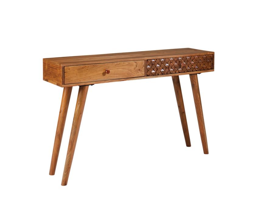 Lotus 2-drawer Wood Entryway Console Table Natural Brown (image for) Lotus 2-drawer Wood Entryway Console Table Natural Brown