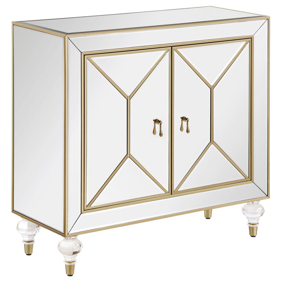 Lupin 2-door Mirrored Storage Accent Cabinet Champagne (image for) Lupin 2-door Mirrored Storage Accent Cabinet Champagne