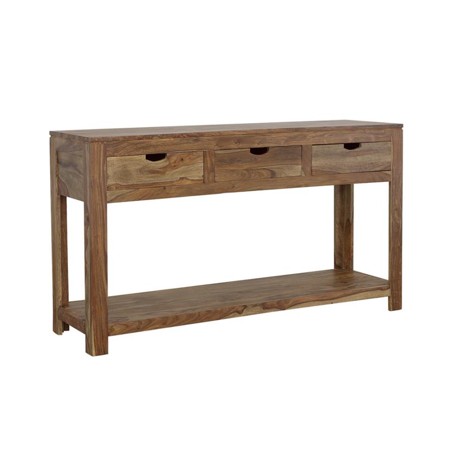 Esther 3-drawer Wood Console Table Natural Sheesham (image for) Esther 3-drawer Wood Console Table Natural Sheesham