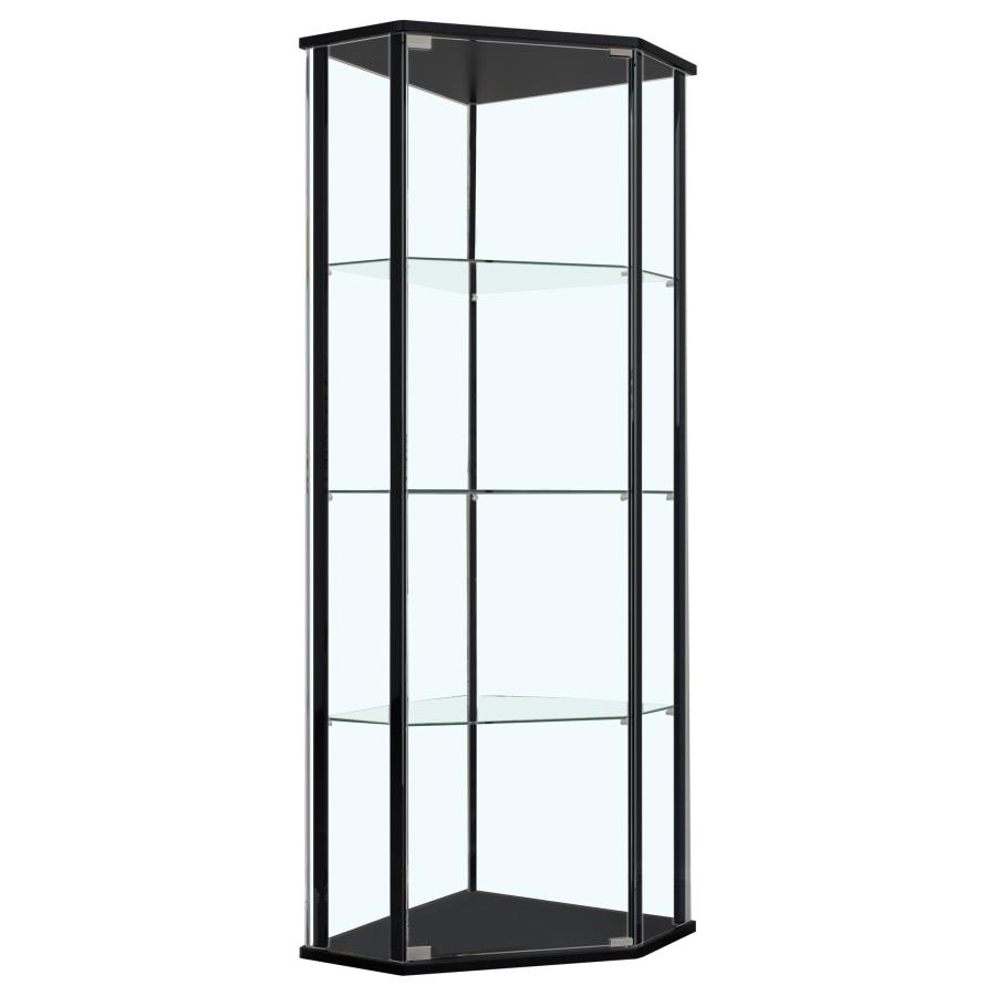 Zenobia 4-shelf Curio Cabinet Display Case Black (image for) Zenobia 4-shelf Curio Cabinet Display Case Black