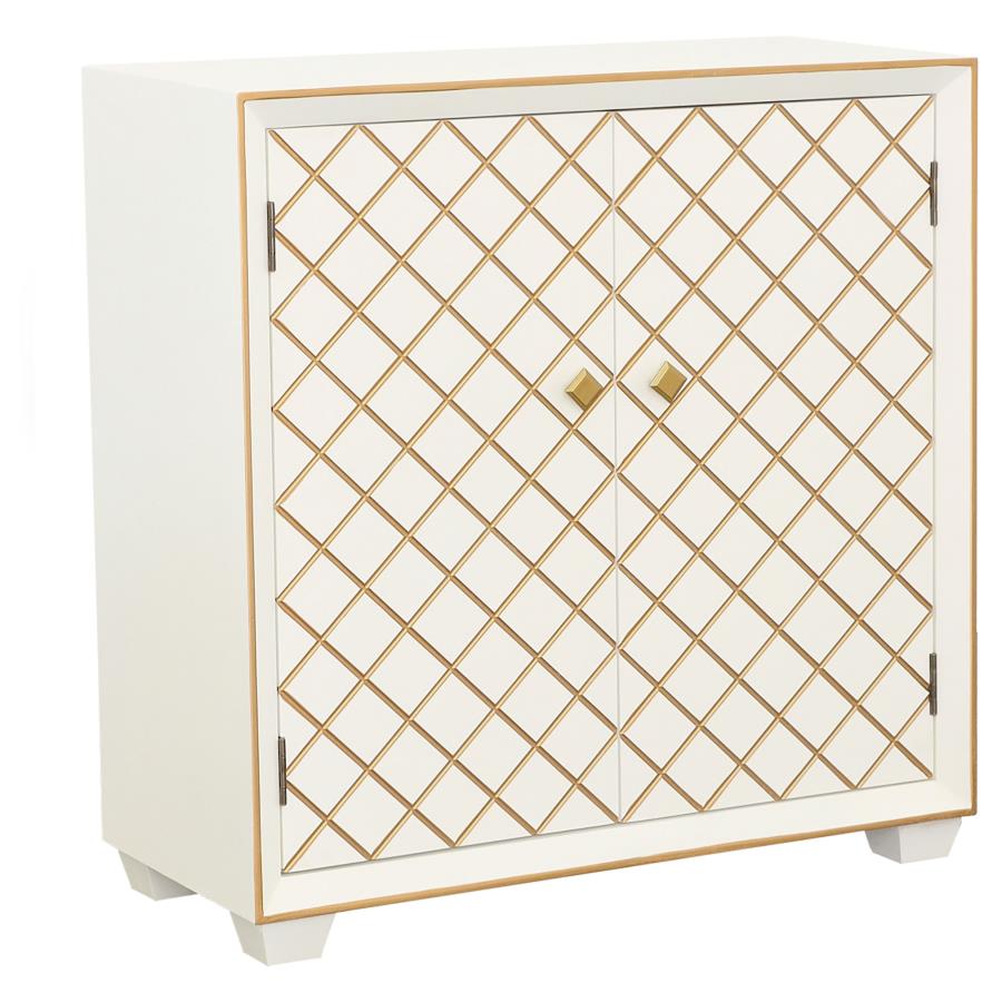 Belinda 2-door Storage Accent Cabinet White and Gold (image for) Belinda 2-door Storage Accent Cabinet White and Gold