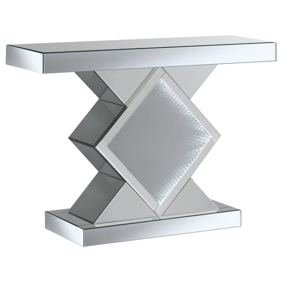 Andorra Infinity Mirror LED Entryway Console Table Silver (image for) Andorra Infinity Mirror LED Entryway Console Table Silver