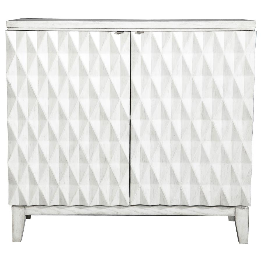 Moody 2-door Accent Cabinet with Carved Door Antique White (image for) Moody 2-door Accent Cabinet with Carved Door Antique White