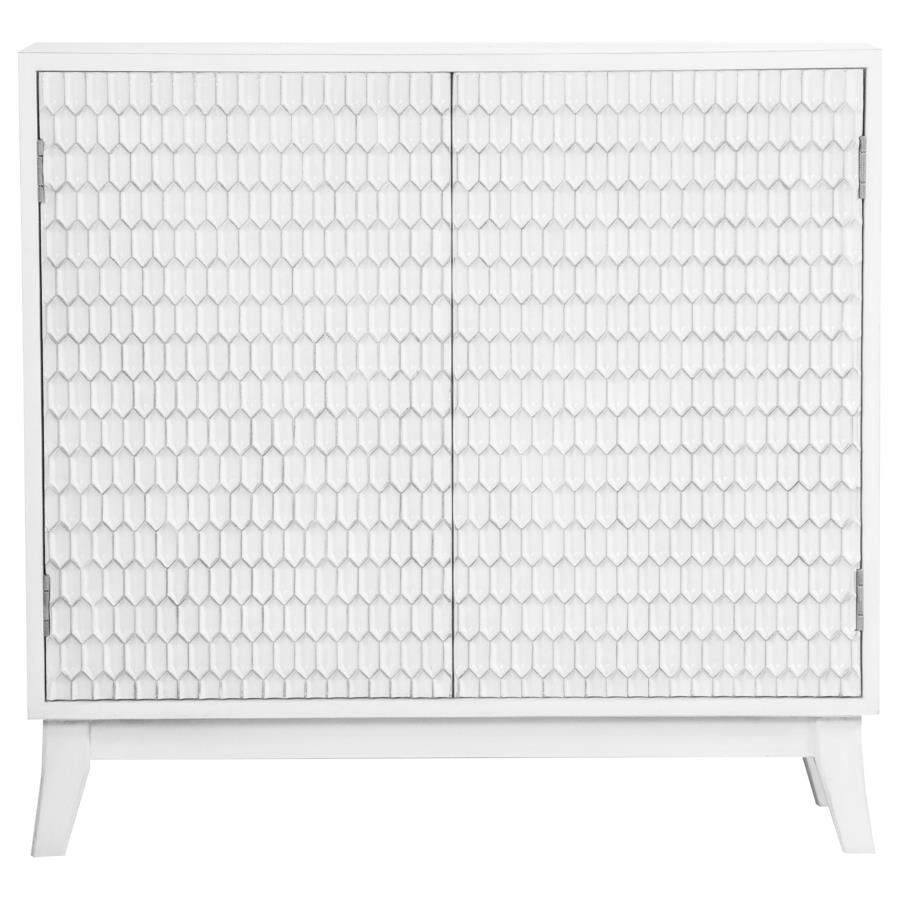 Gambon 2-door Wood Honeycomb Pattern Accent Cabinet White (image for) Gambon 2-door Wood Honeycomb Pattern Accent Cabinet White