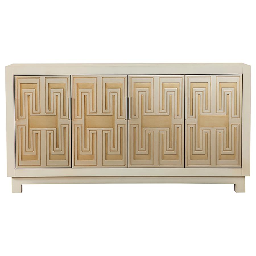 Voula 4-door Wood Accent Storage Cabinet White and Gold (image for) Voula 4-door Wood Accent Storage Cabinet White and Gold