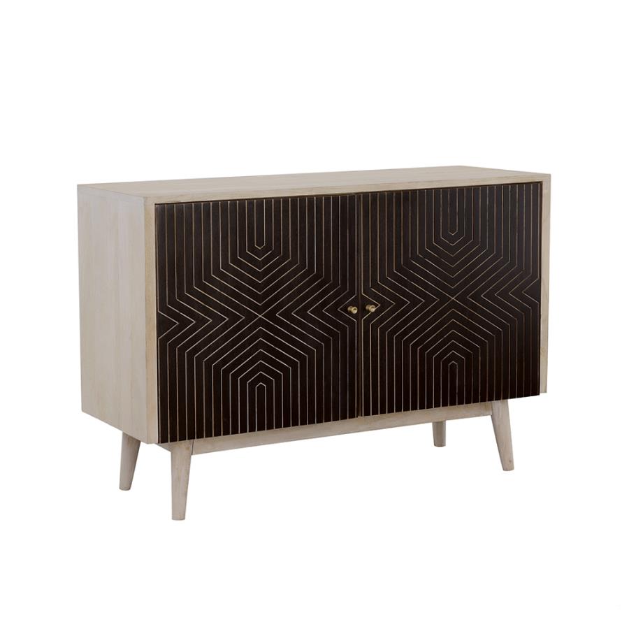 Ixora 2-door Wood Accent Cabinet White Washed and Black (image for) Ixora 2-door Wood Accent Cabinet White Washed and Black