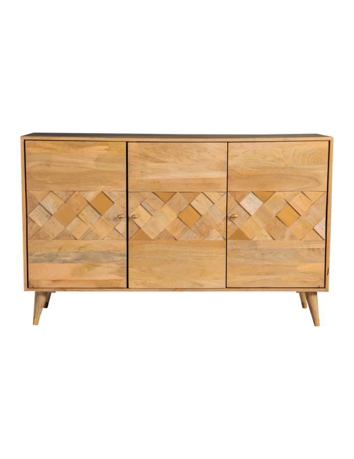 Alyssum 3-door Mango Wood Accent Cabinet Natural (image for) Alyssum 3-door Mango Wood Accent Cabinet Natural