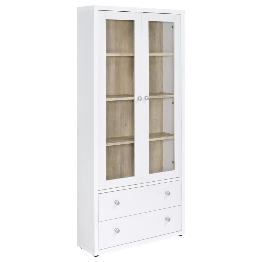 Hawthorne 4-shelf Glass Door Tall Cabinet with Drawers White (image for) Hawthorne 4-shelf Glass Door Tall Cabinet with Drawers White