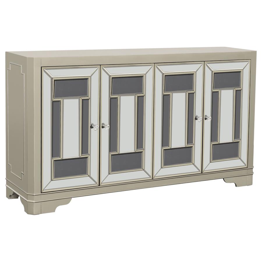 Toula 4-door Accent Cabinet Smoke and Champagne (image for) Toula 4-door Accent Cabinet Smoke and Champagne