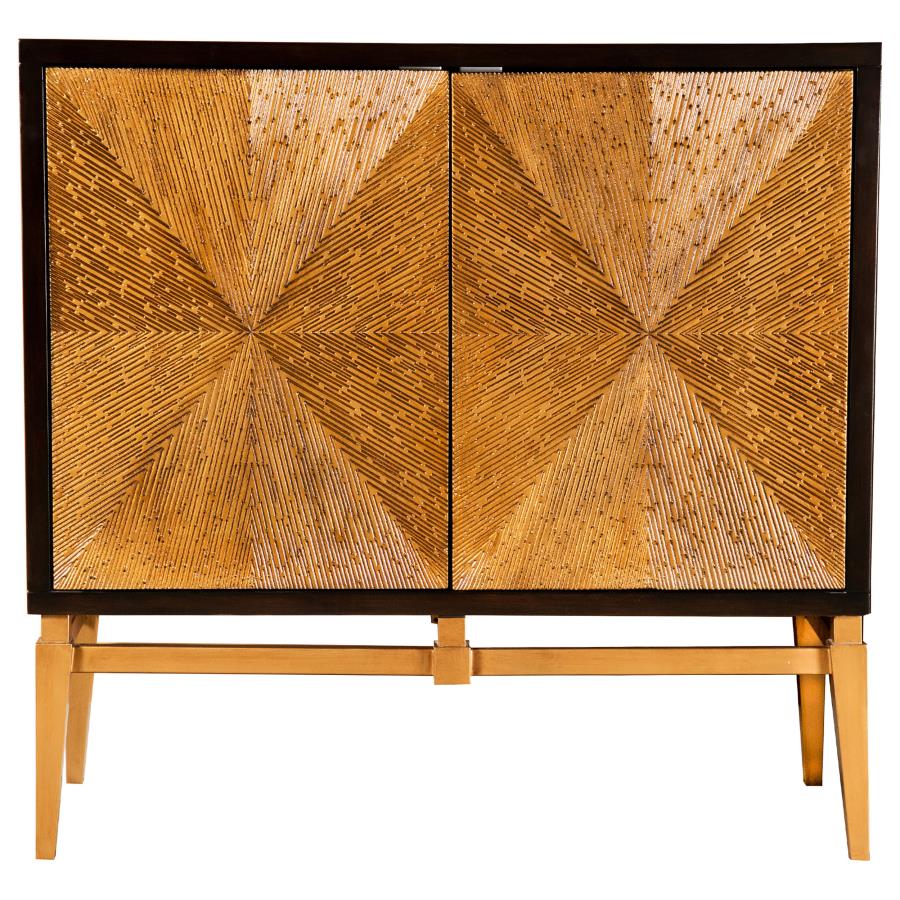 Zira 2-door Wood Parquet Storage Accent Cabinet Brown (image for) Zira 2-door Wood Parquet Storage Accent Cabinet Brown