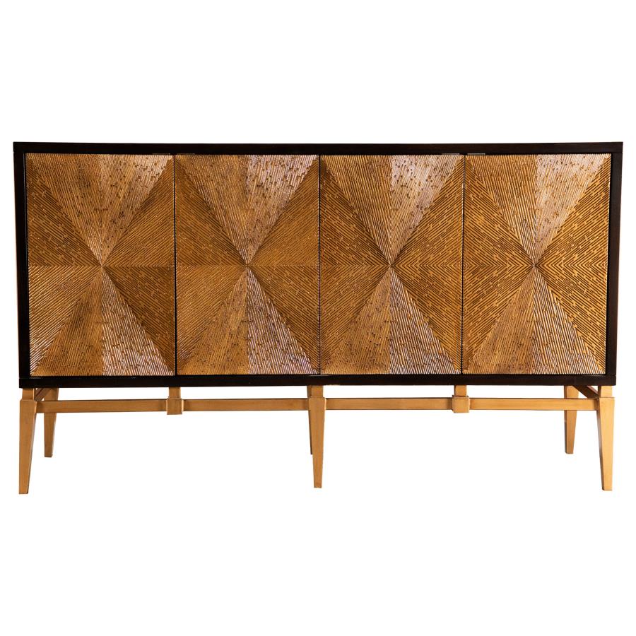 Zira 4-door Wood Parquet Storage Accent Cabinet Brown (image for) Zira 4-door Wood Parquet Storage Accent Cabinet Brown