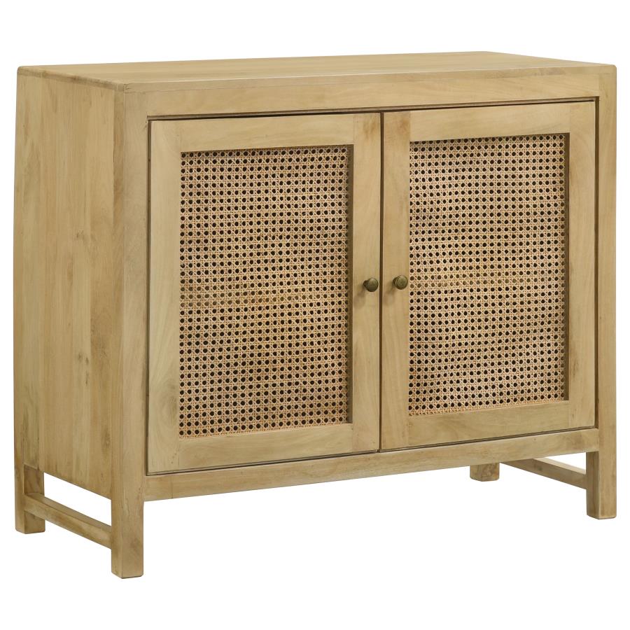 Zamora 2-door Wood Accent Cabinet with Woven Cane Natural (image for) Zamora 2-door Wood Accent Cabinet with Woven Cane Natural