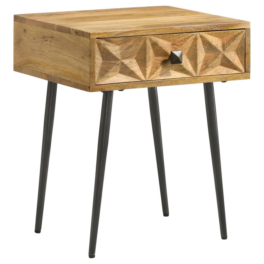 (image for) Ezra 1-drawer Rectangular Accent Side Table Natural Mango