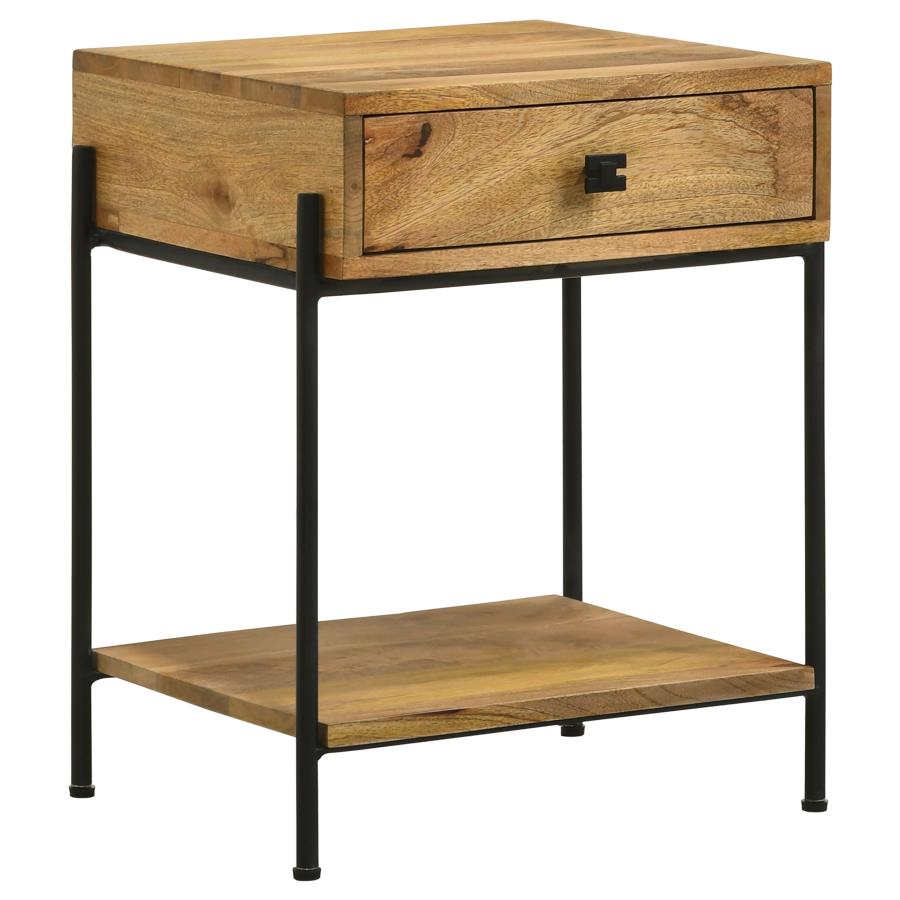 Declan 1-drawer Wood Accent Side Table Natural Mango (image for) Declan 1-drawer Wood Accent Side Table Natural Mango