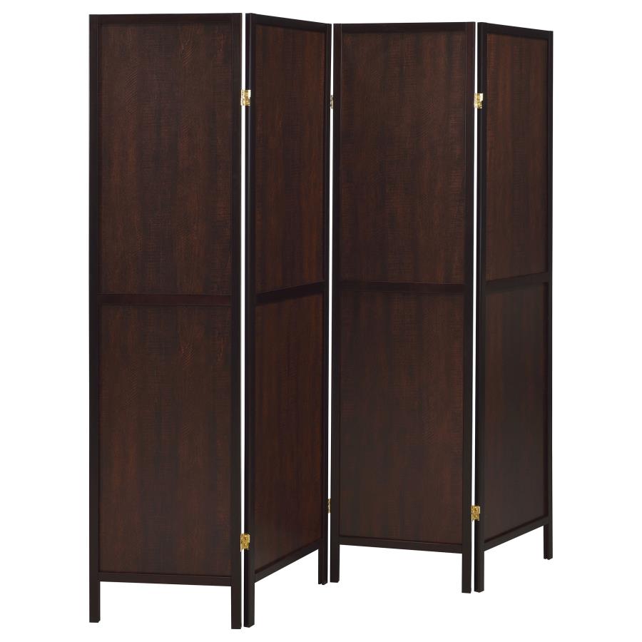 Deepika 4-Panel Room Divider Folding Screen Rustic Tobacco (image for) Deepika 4-Panel Room Divider Folding Screen Rustic Tobacco