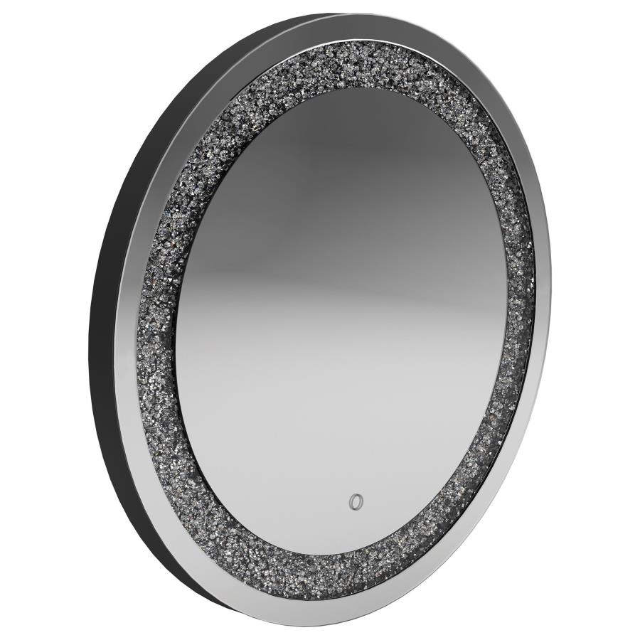 Landar 32 x 32 Inch Round LED Light Wall Mirror Silver (image for) Landar 32 x 32 Inch Round LED Light Wall Mirror Silver