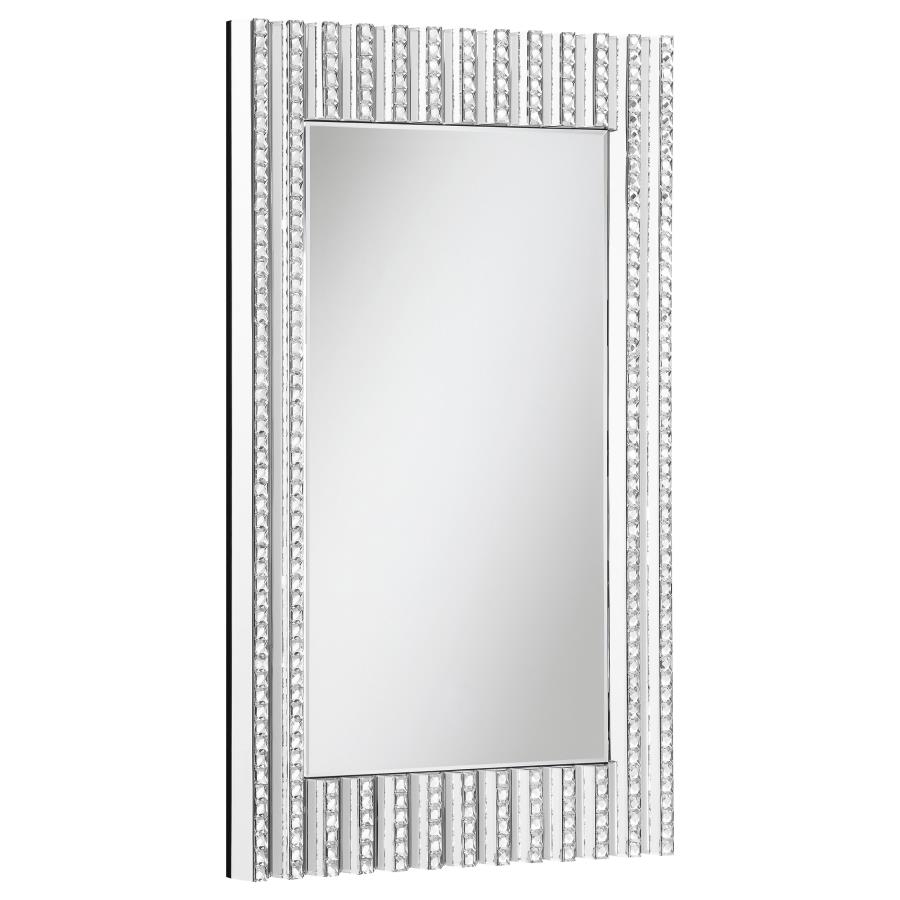 Aideen 32 x 47 Inch Acrylic Crystal Wall Mirror Silver (image for) Aideen 32 x 47 Inch Acrylic Crystal Wall Mirror Silver