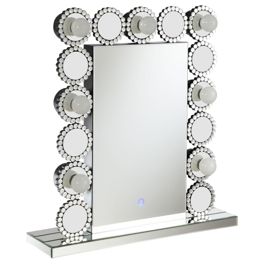Aghes Vanity Mirror with Lighting Silver (image for) Aghes Vanity Mirror with Lighting Silver