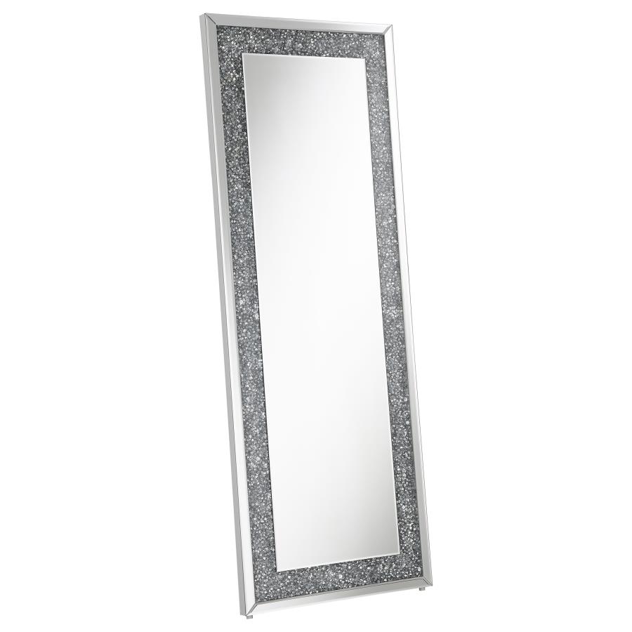 Valerie 24 x 63 Inch Acrylic Crystal Floor Mirror Silver (image for) Valerie 24 x 63 Inch Acrylic Crystal Floor Mirror Silver