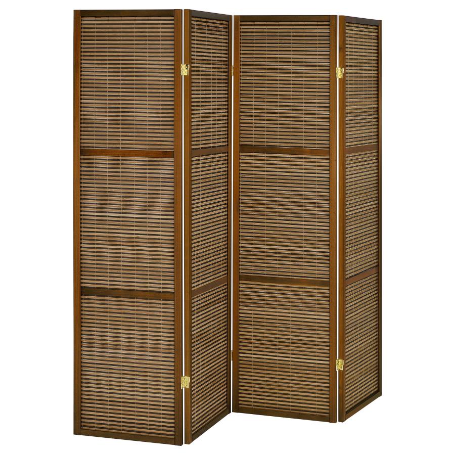 Browning 4-panel Bamboo Room Divider Folding Screen Walnut (image for) Browning 4-panel Bamboo Room Divider Folding Screen Walnut