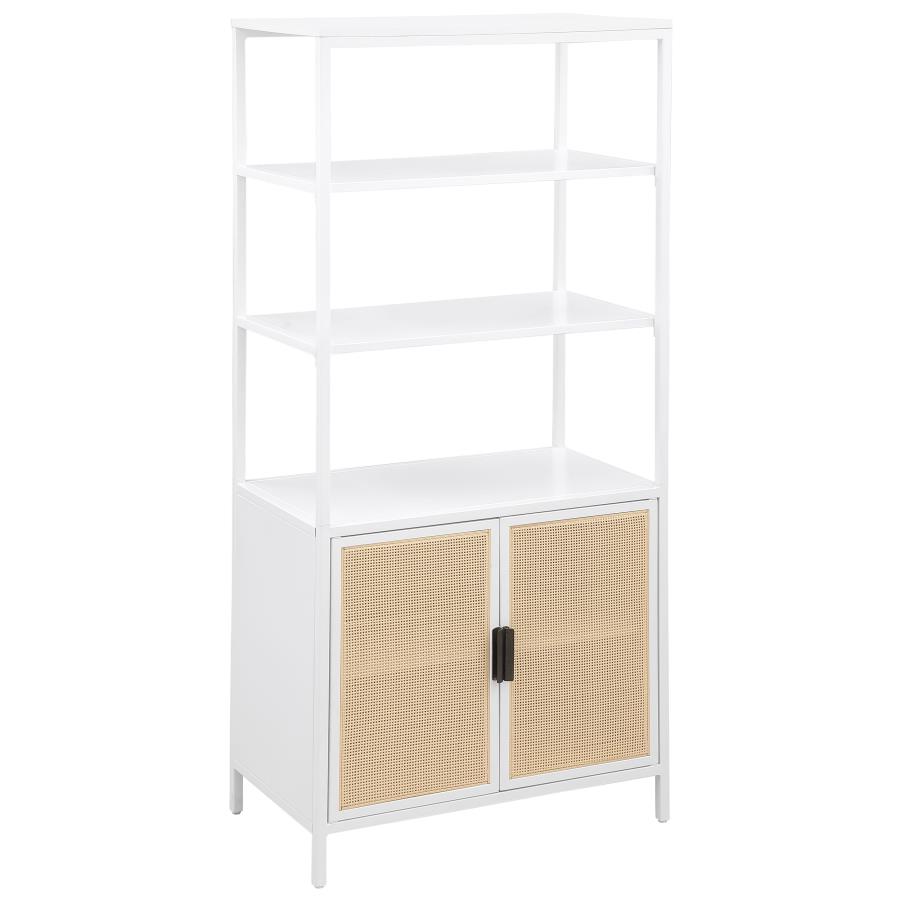 Amherst 3-shelf Radio Weave Cane Metal Accent Cabinet White (image for) Amherst 3-shelf Radio Weave Cane Metal Accent Cabinet White