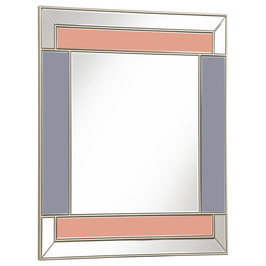 Braylin 38 x 40 Inch Wall Mirror Champagne and Silver (image for) Braylin 38 x 40 Inch Wall Mirror Champagne and Silver