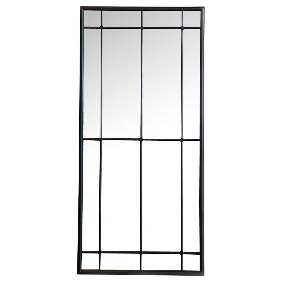 Annetta 24 x 52 Inch Window Pane Floor or Wall Mirror Black (image for) Annetta 24 x 52 Inch Window Pane Floor or Wall Mirror Black