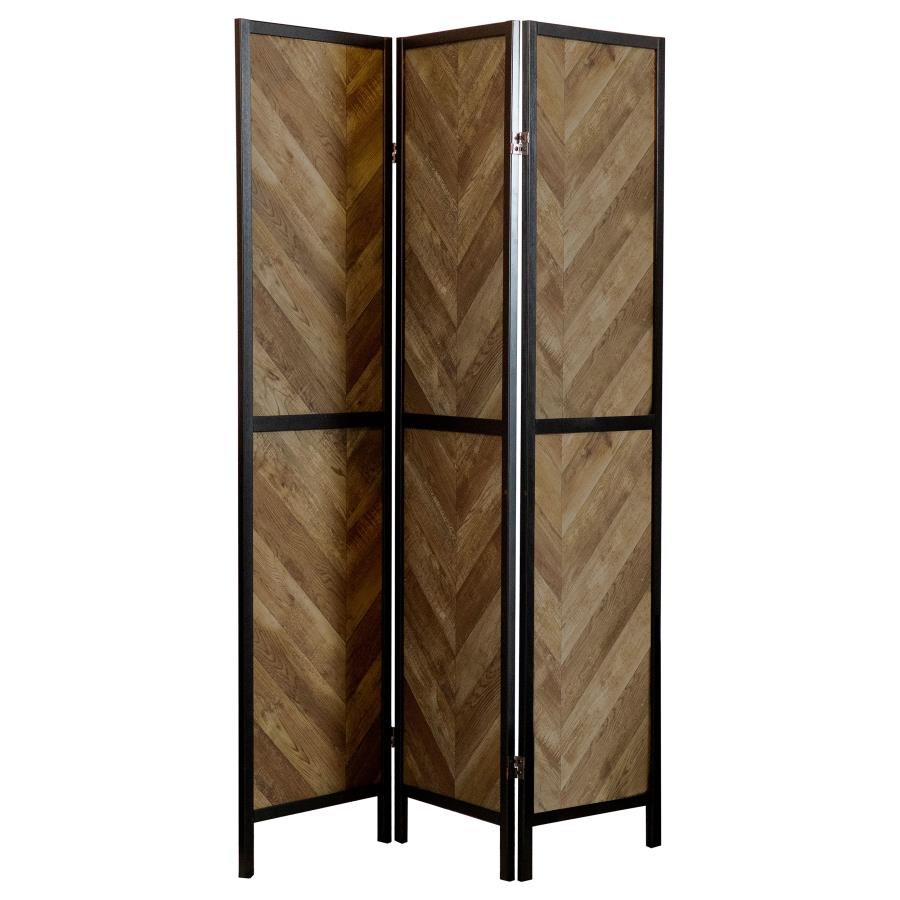 Marlene 3-Panel Room Divider Folding Screen Rustic Tobacco (image for) Marlene 3-Panel Room Divider Folding Screen Rustic Tobacco