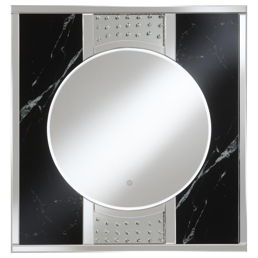 Carter 34 x 36 Inch Square LED Light Wall Mirror Black (image for) Carter 34 x 36 Inch Square LED Light Wall Mirror Black