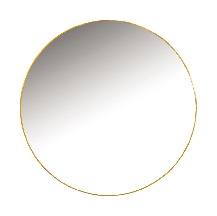 Hermione 30 x 30 Inch Round Wall Mirror Gold (image for) Hermione 30 x 30 Inch Round Wall Mirror Gold