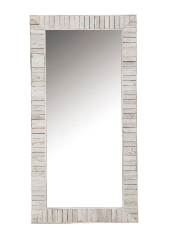 Pino 34 x 68 Inch Wood Framed Floor Mirror White (image for) Pino 34 x 68 Inch Wood Framed Floor Mirror White