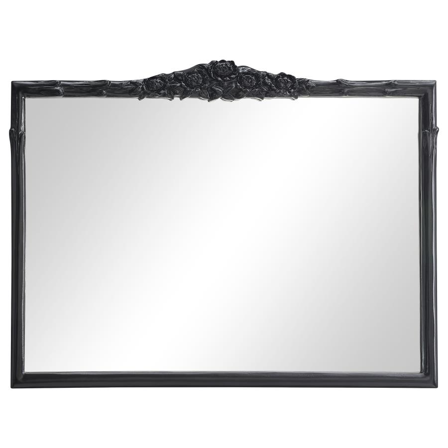 Sylvie 40 x 30 Inch French Provincial Mantle Mirror Black (image for) Sylvie 40 x 30 Inch French Provincial Mantle Mirror Black