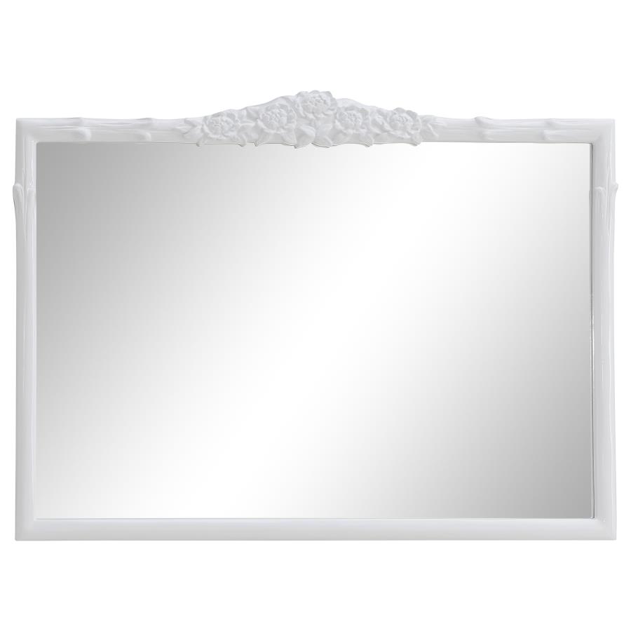 Sylvie 40 x 30 Inch French Provincial Mantle Mirror White (image for) Sylvie 40 x 30 Inch French Provincial Mantle Mirror White
