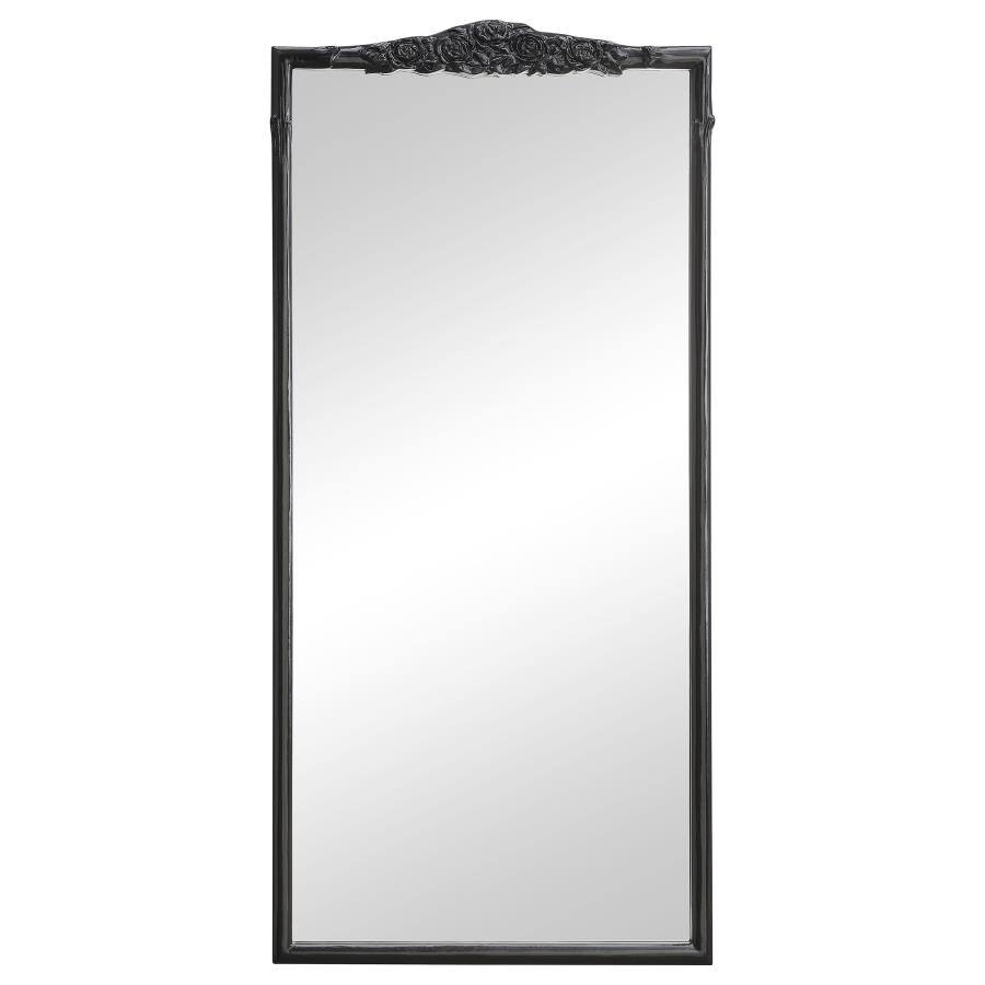 Sylvie 30 x 65 Inch French Provincial Floor Mirror Black (image for) Sylvie 30 x 65 Inch French Provincial Floor Mirror Black