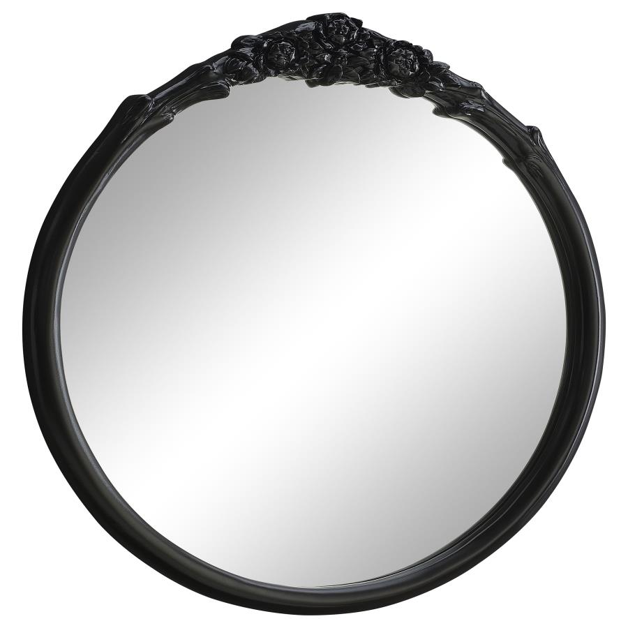 Sylvie 30 x 31 Inch French Provincial Wall Mirror Black (image for) Sylvie 30 x 31 Inch French Provincial Wall Mirror Black