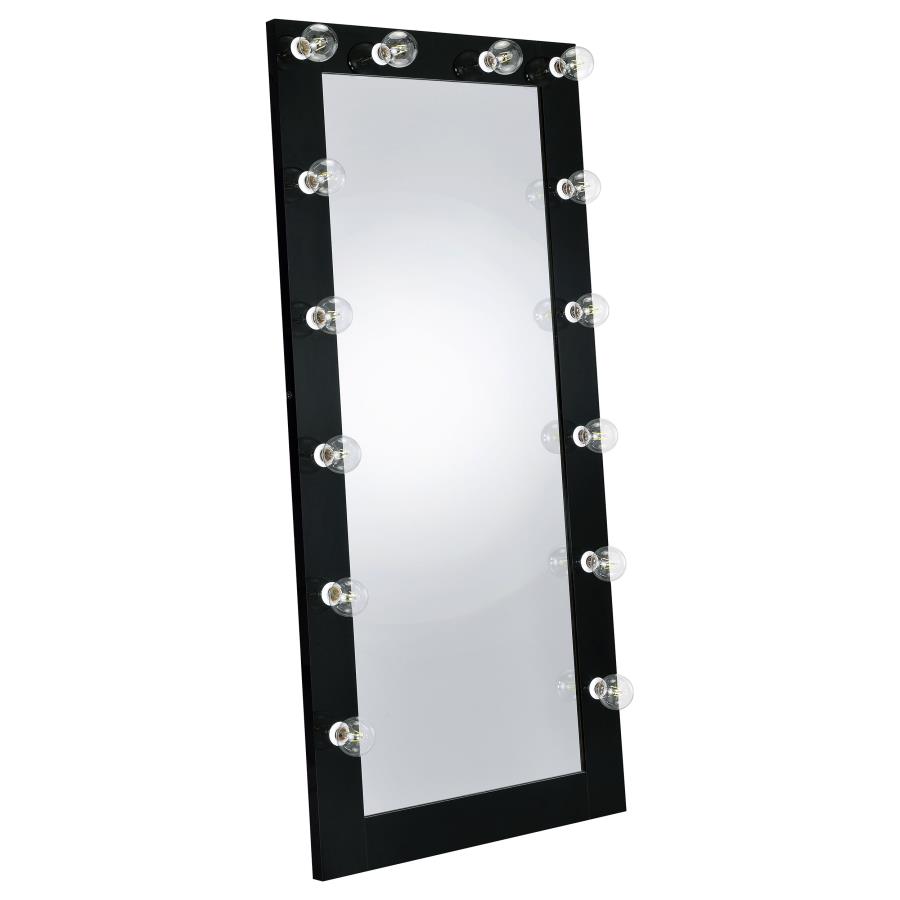 Zayan 32 x 71 Inch Floor Mirror LED Lighting Black Gloss (image for) Zayan 32 x 71 Inch Floor Mirror LED Lighting Black Gloss