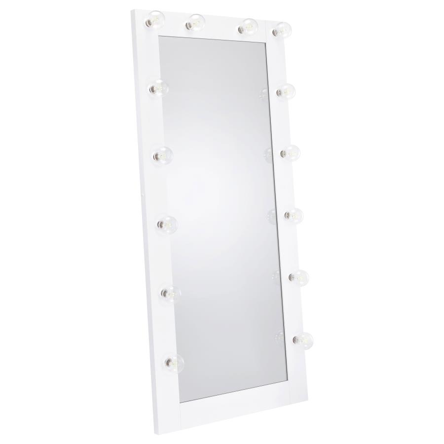 Zayan 32 x 71 Inch Floor Mirror LED Lighting White Gloss (image for) Zayan 32 x 71 Inch Floor Mirror LED Lighting White Gloss