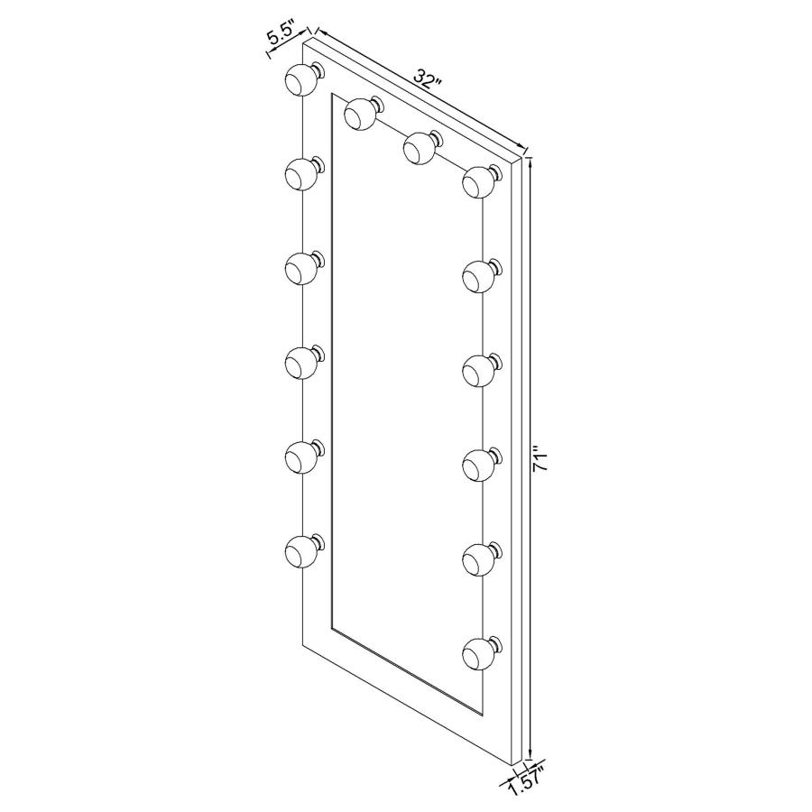 Modal Additional Images for Zayan 32 x 71 Inch Floor Mirror LED Lighting White Gloss